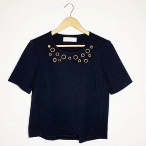 Amanda UpRichard Revolve Black Crop Blouse Size Small